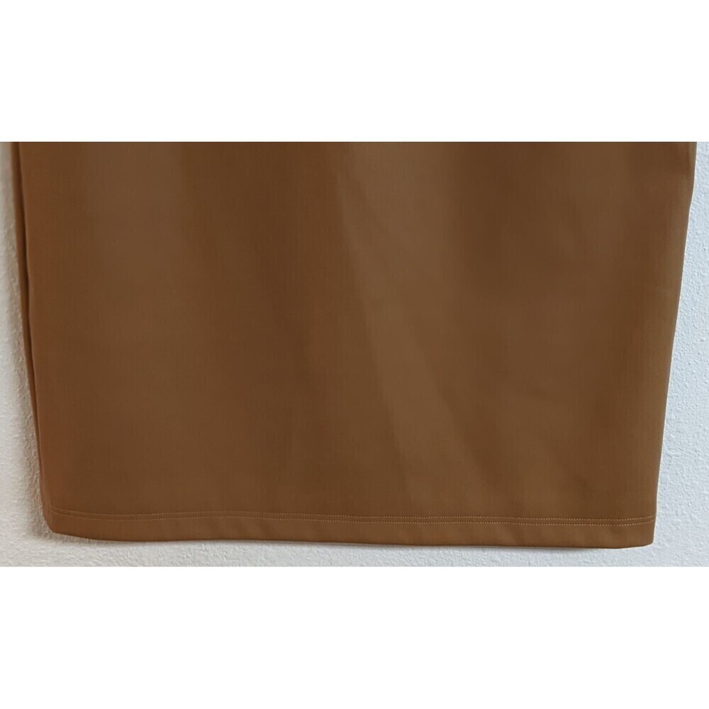 NWOT~Women's THEORY Tan Faux Leather Mod Sleeveless Shift Dress 6 - Picture 5 of 11